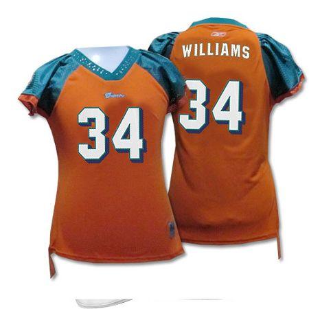 Dolphins #34 Ricky Williams Orange Women's Field Flirt Stitched NFL Jersey - Click Image to Close